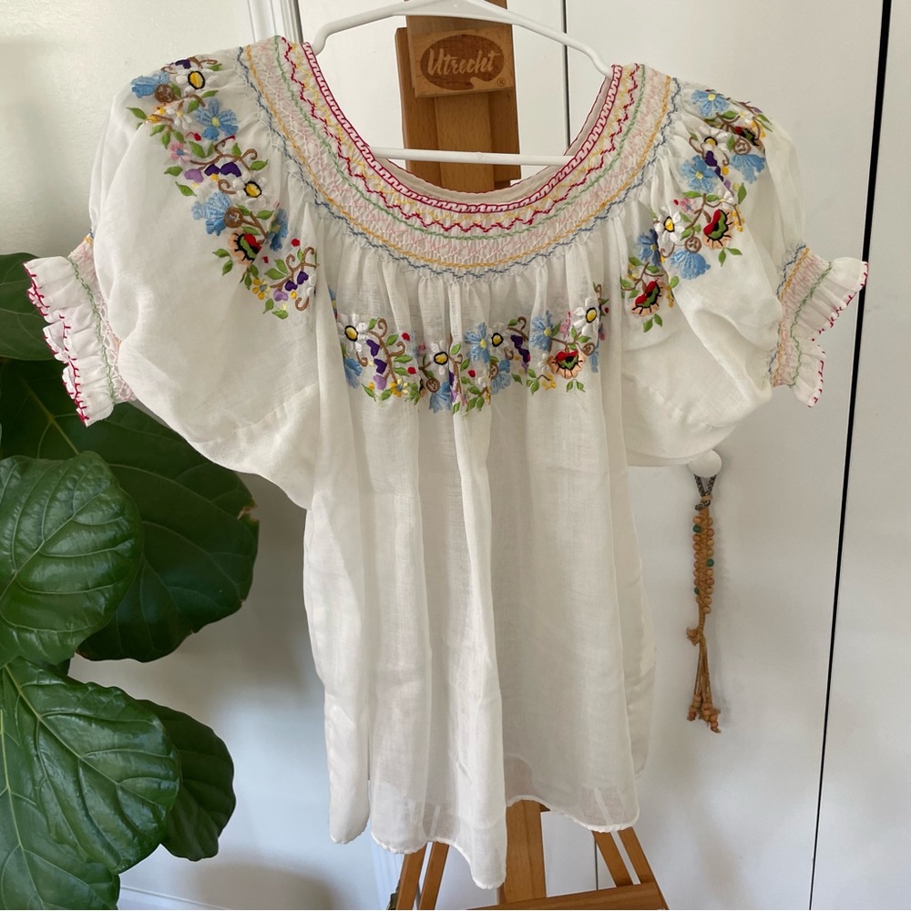 Vintage embroidered gauze top